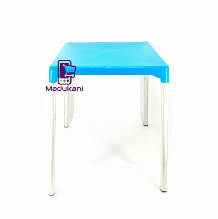 BLUE 27 inch Square Heavy Duty Plastic Top Table with Metal Legs