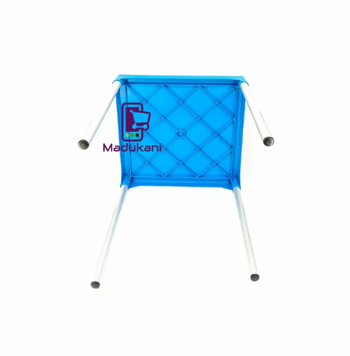 BLUE 27 inch Square Heavy Duty Plastic Top Table with Metal Legs