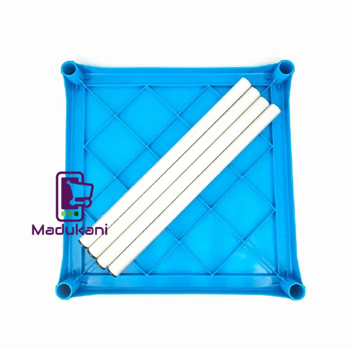 BLUE 27 inch Square Heavy Duty Plastic Top Table with Metal Legs