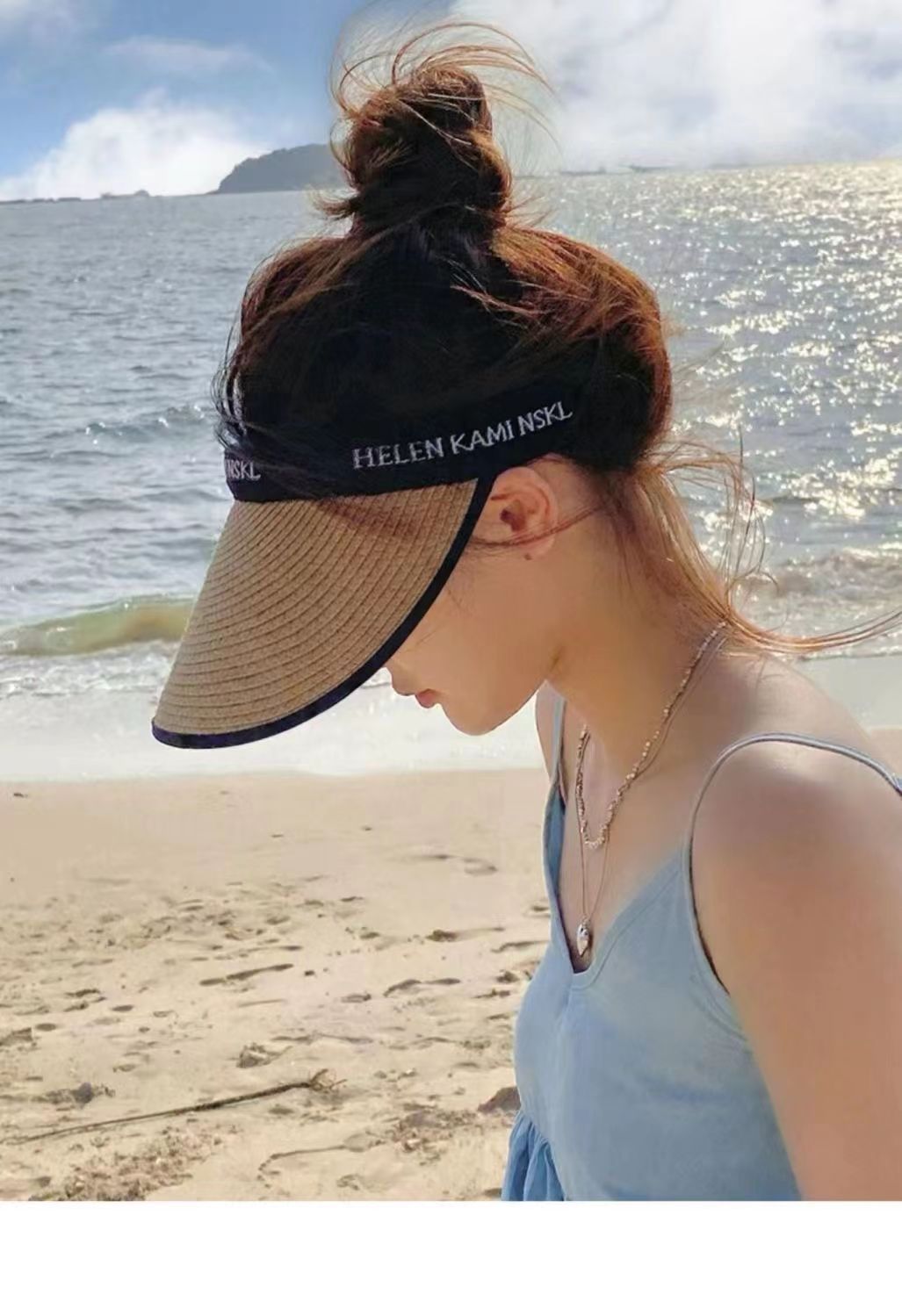 Women's hat sun hat imitation UV sun visor beach sun visor