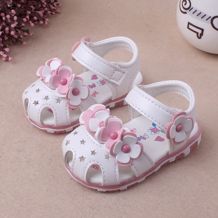 RONI Summer girl sandal glowing walking shoes baby cute flower princess shoes