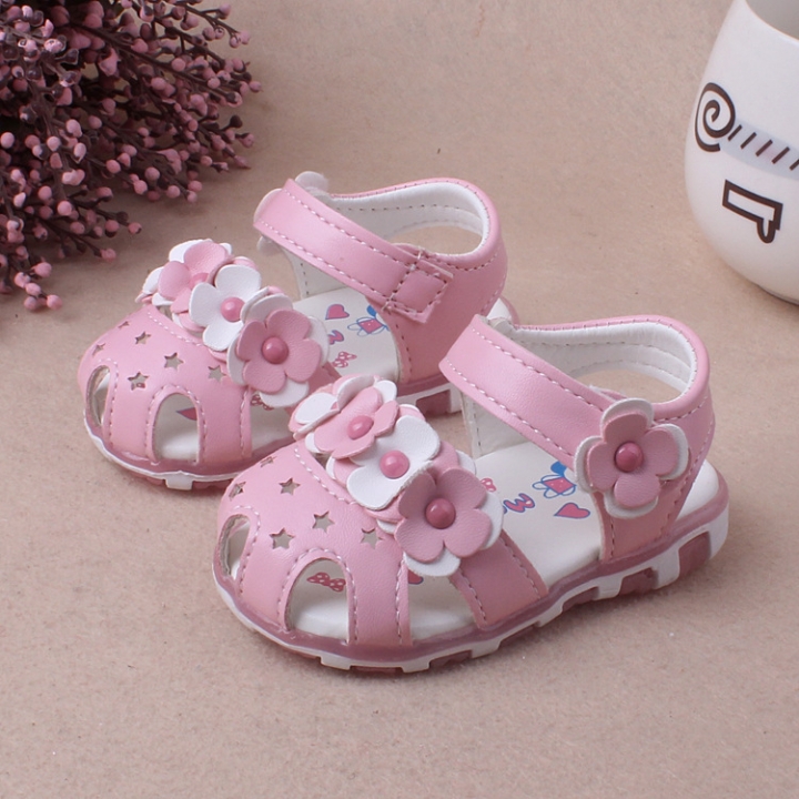 RONI Summer girl sandal glowing walking shoes baby cute flower princess shoes