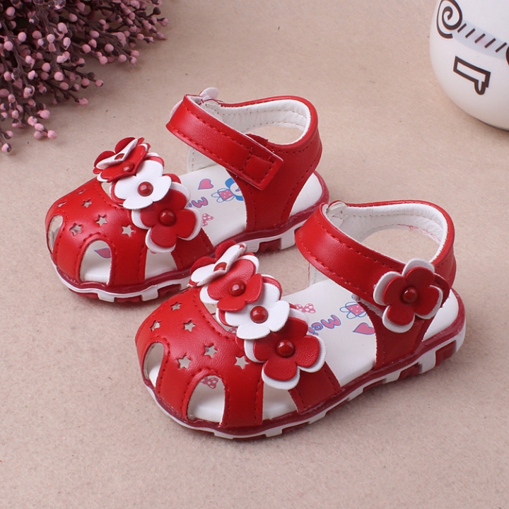 RONI Summer girl sandal glowing walking shoes baby cute flower princess shoes