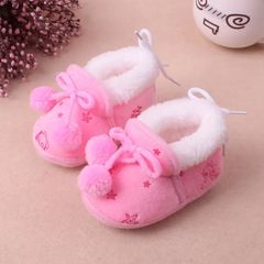 RONI Winter baby girl cute thick cotton shoes boy warm shoes Anti-Slip shoes Pink 13(12cm)