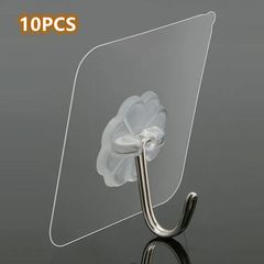 【Promotion】10PCS Transparent  Non-marking Hook  Kitchen Bathroom Accessories as the picture