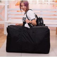 【Promotion】80*48*25CM  Large Oxford cloth solid color travel packing bag large capacity storage zipper luggage bag Black as picture