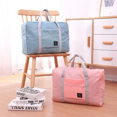 【Promotion】1PC Nylon Foldable Duffel Bag Travelling Bags Weekend Traveller Bag Portable Travel Clothing Storage Bag Pink 48*32*16cm