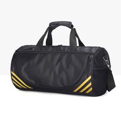 【Promotion】45*23*23cm Men & women sports PU travel bag large capacity with shoe compartment portable yoga fitness bag large luggage bag Duffle Gym Bags black+yellow as picture
