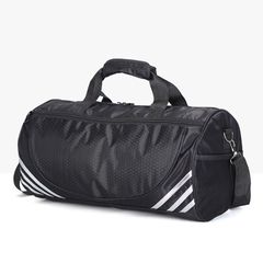 【Promotion】45*23*23cm Men & women sports PU travel bag large capacity with shoe compartment portable yoga fitness bag large luggage bag Duffle Gym Bags black+white as picture