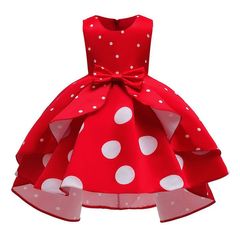 RONI  For 2-10 Years Old Girl princess dress kids birthday party stage dress baby wedding dress 100cm Red
