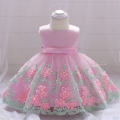 RONI For 6 months-2 years old Girl princess dress kids birthday party stage dress baby wedding dress 80cm Pink