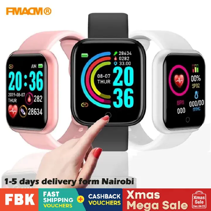 Kenya spot FMACM Y68 Smart Watch Sports Touch Screen Bluetooth Smart Watch Men Women Bracelet Phone Android/IOS Heart rate monitoring, sleep monitoring, sedentary reminder