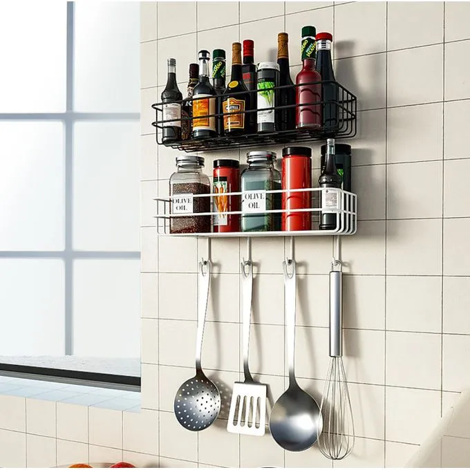 Elegant wall floating shelf- metallic and with hooks