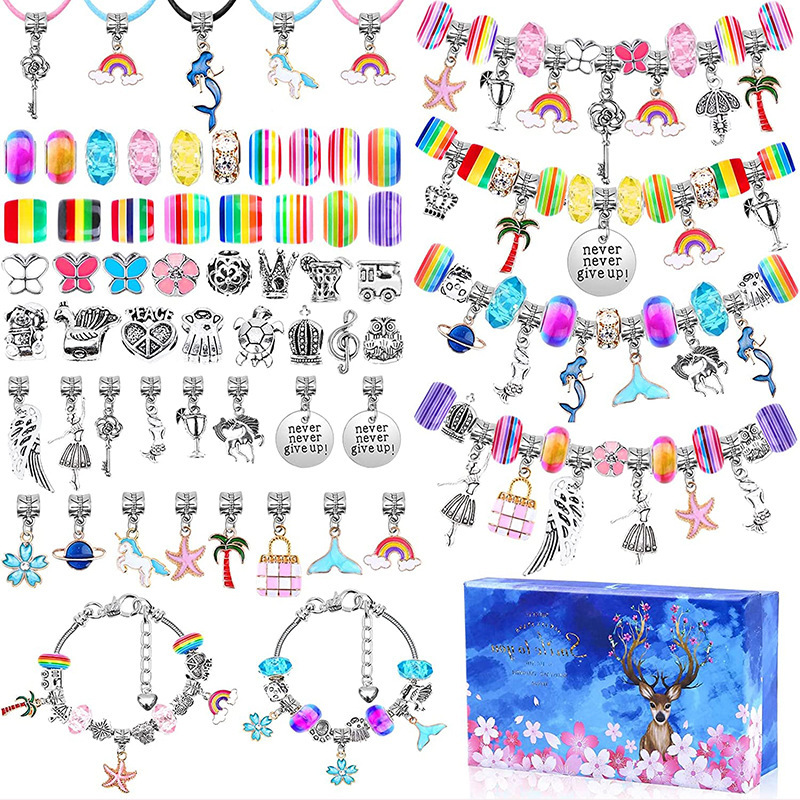 112 Pcs Charms Bracelet Making Kit for Girls, DIY Charm Bracelets Kit with Jewelry Beads, Bracelet Charms Gift for Girls Ages 7-12, Bracelet Kit Jewelry Gift for Girls Kids Teens and Adults