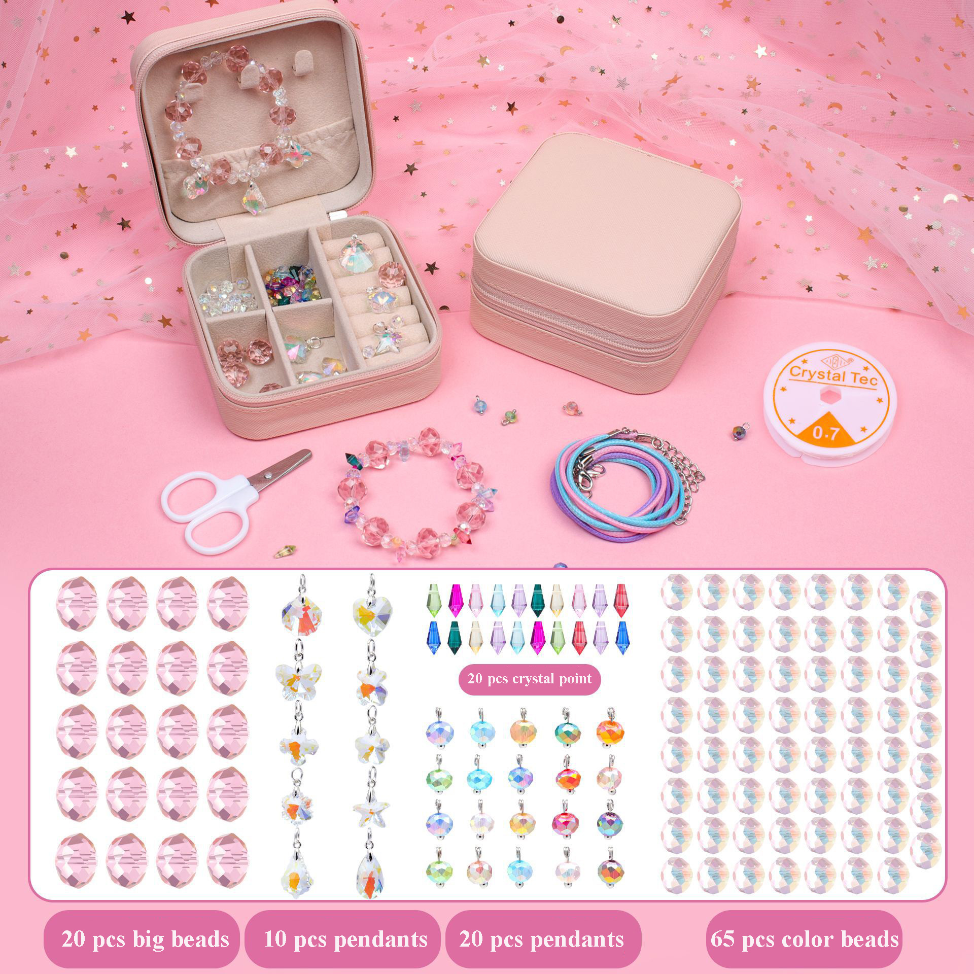 135 pcs Charm Bracelet Making Kit for Girls Aged 5+ in Inspiring Jewelry Box DIY Charm Bracelet Kit Jewelry Gift for Girls Kids Teens and Adults