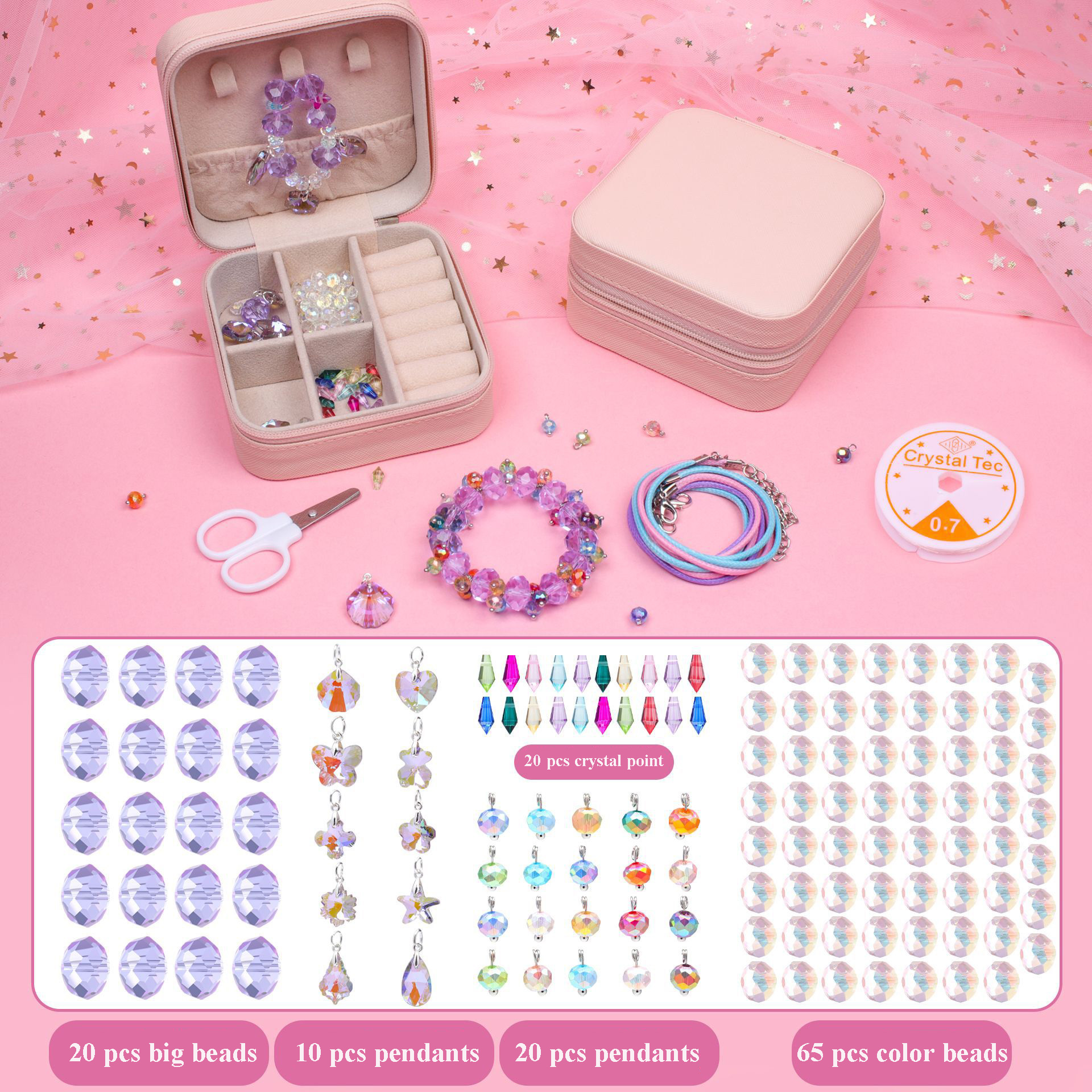 135 pcs Charm Bracelet Making Kit for Girls Aged 5+ in Inspiring Jewelry Box DIY Charm Bracelet Kit Jewelry Gift for Girls Kids Teens and Adults