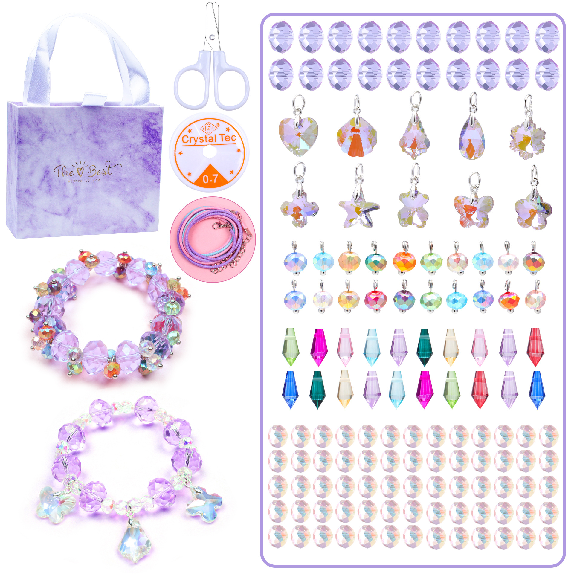 135 pcs Charm Bracelet Making Kit for Girls Aged 5+ in Inspiring Jewelry Box DIY Charm Bracelet Kit Jewelry Gift for Girls Kids Teens and Adults