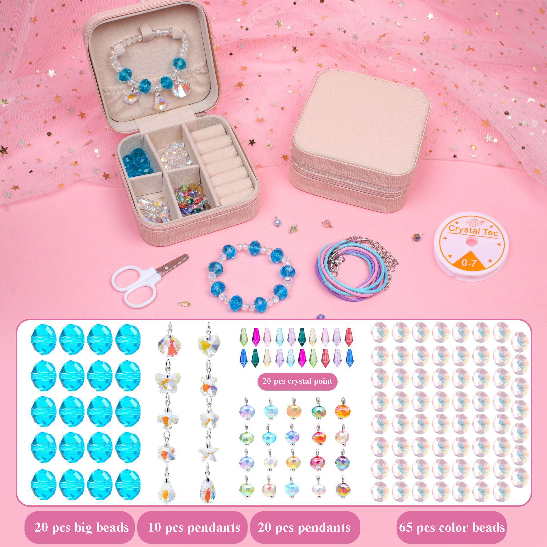 135 pcs Charm Bracelet Making Kit for Girls Aged 5+ in Inspiring Jewelry Box DIY Charm Bracelet Kit Jewelry Gift for Girls Kids Teens and Adults