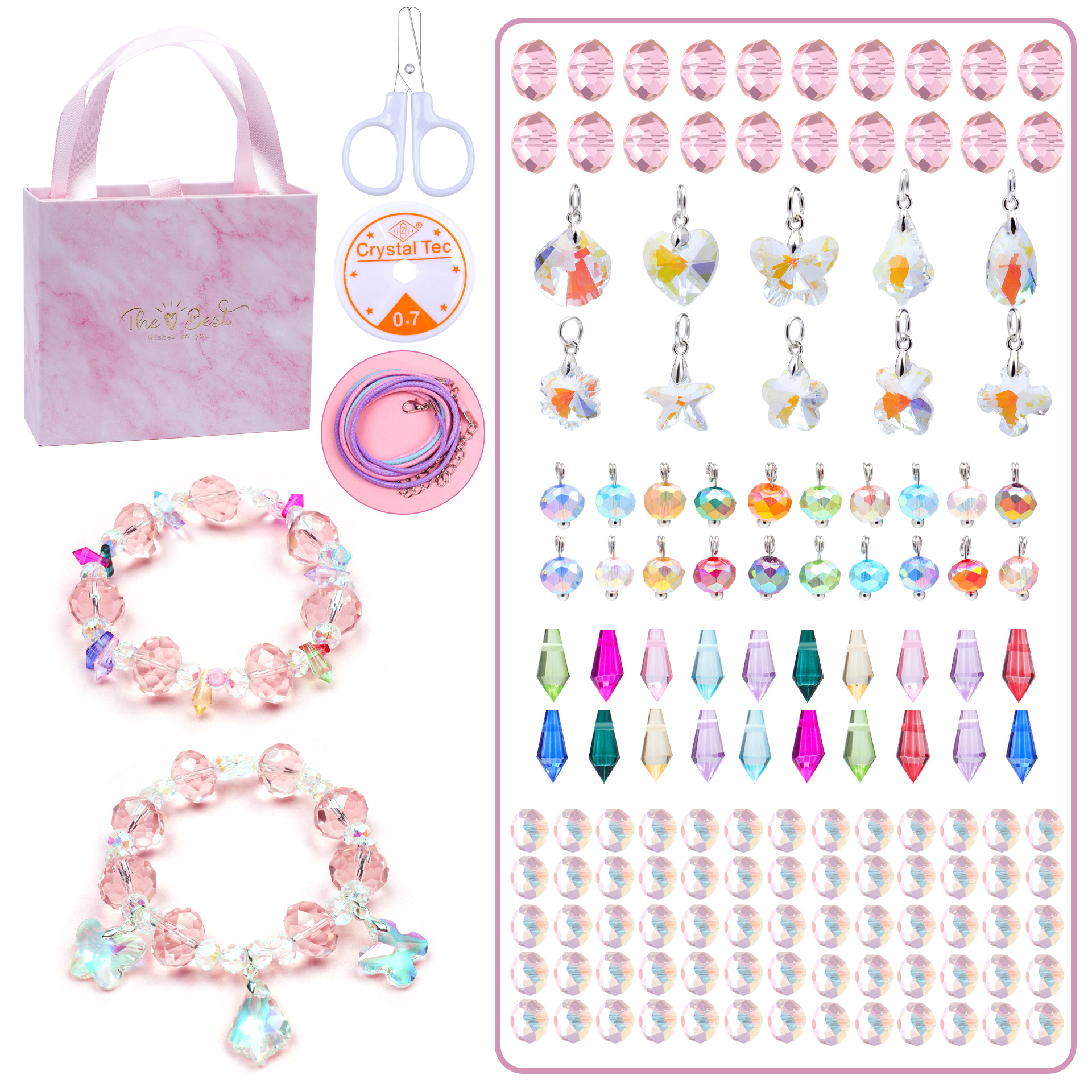 135 pcs Charm Bracelet Making Kit for Girls Aged 5+ in Inspiring Jewelry Box DIY Charm Bracelet Kit Jewelry Gift for Girls Kids Teens and Adults