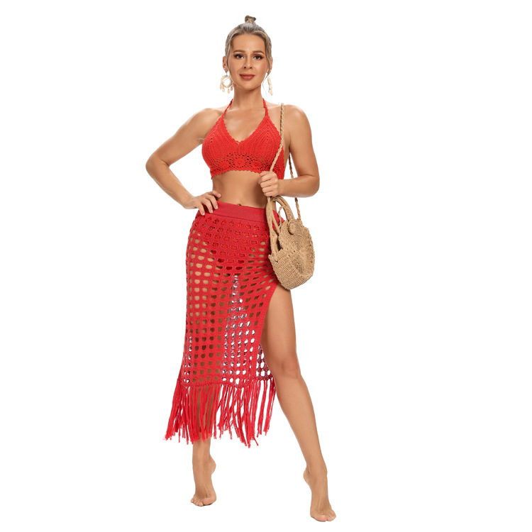 Sexy Beach Handmade Crochet Bikini Skirt Net Fishnet Skirt,Summer High Waist Beach Hollow Out Mini Skirt Cool