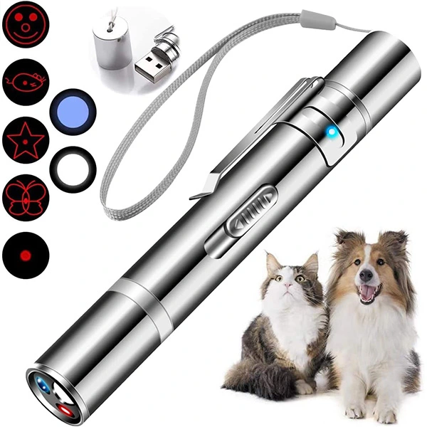 USB Laser Pointer Interative Cat Toy for Cats to Chase, Rechargeable Red Laser Light Pointer Exercises Training Tool for Kittens Cats Dogs