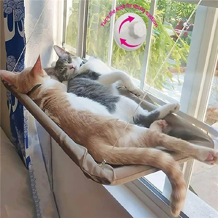 Cat Bed Window, Cat Window Hammock Window Perch, Safety Cat Shelves Space Saving Window Mounted Cat Seat for Large Cats Cat Window Perch Hammock Seat