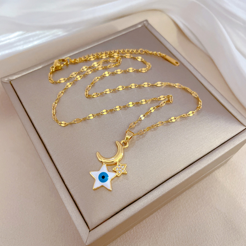 Evil Eye Hamsa Hand Necklace Third Eye White Blue Cz Womens Pendant Dainty Necklace for Women Girlfriend Mom  Evil Eye Pendant