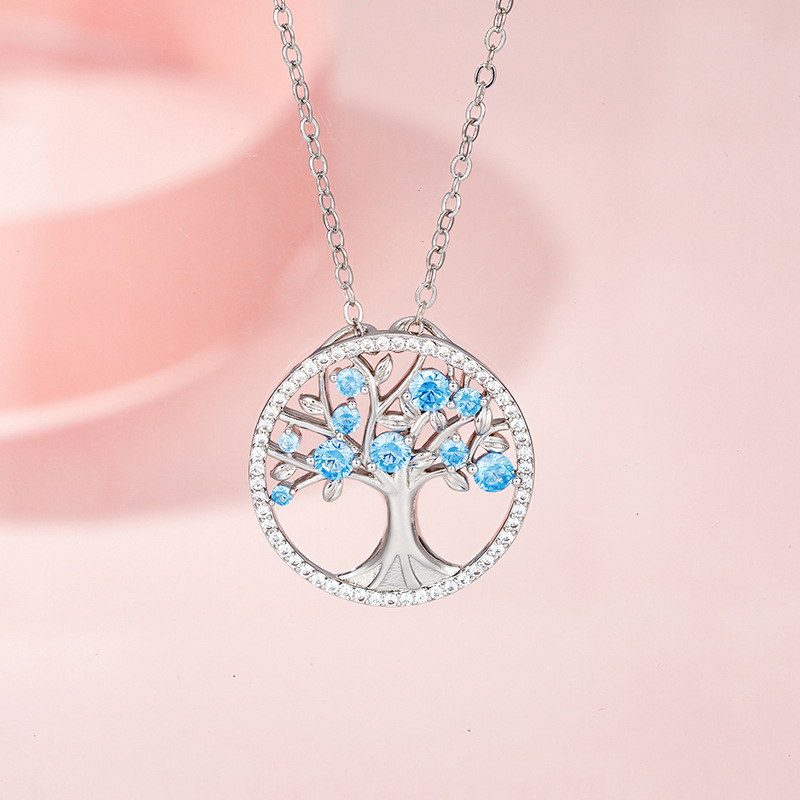 Tree of Life Necklace for Women March April May Birthstones Necklace Wife Mom Birthday Gifts for Her