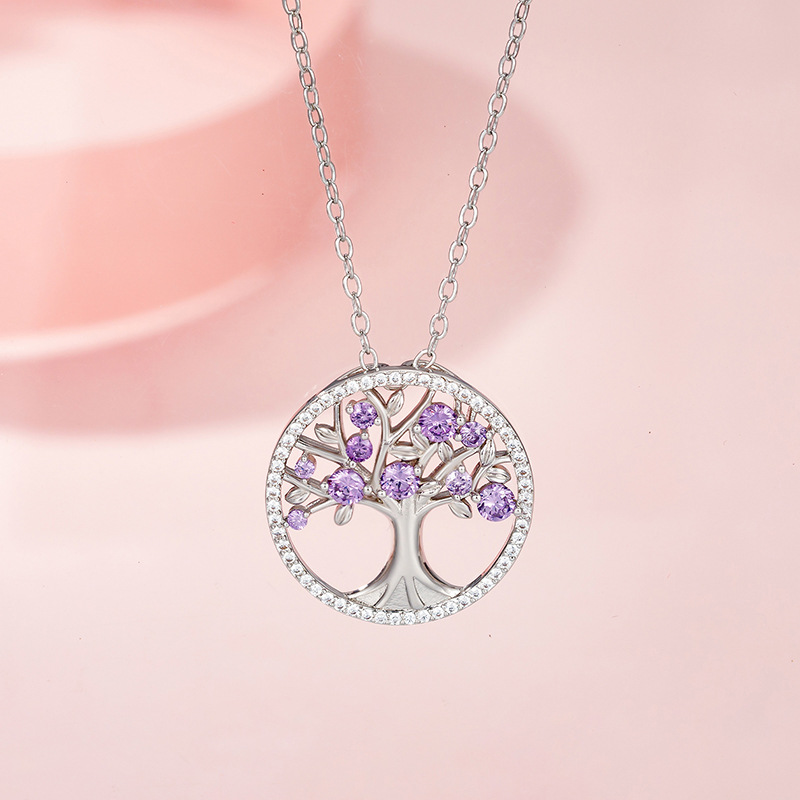 Tree of Life Necklace for Women March April May Birthstones Necklace Wife Mom Birthday Gifts for Her