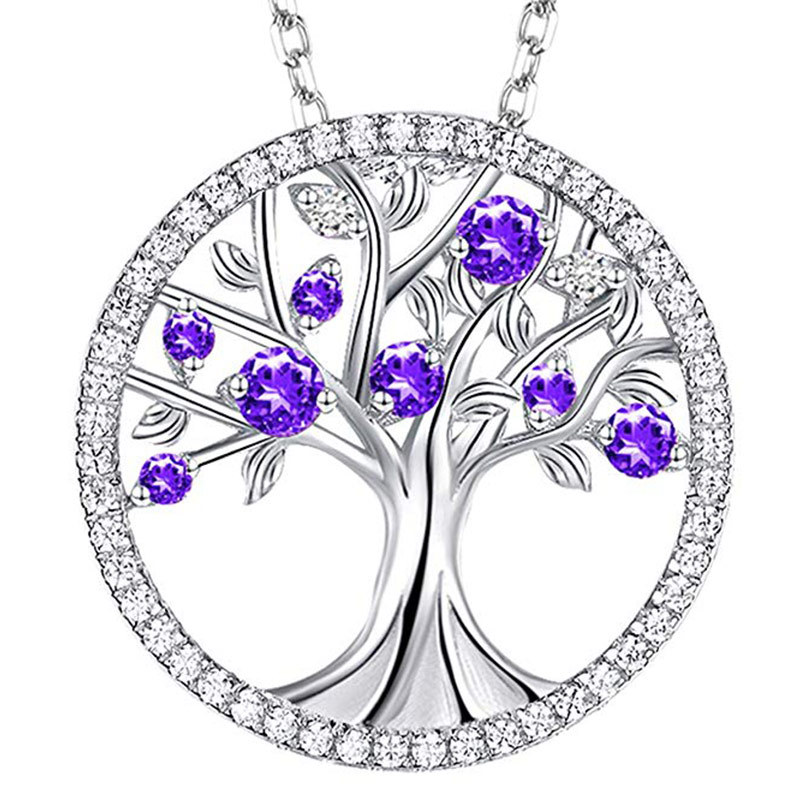 Tree of Life Necklace for Women March April May Birthstones Necklace Wife Mom Birthday Gifts for Her