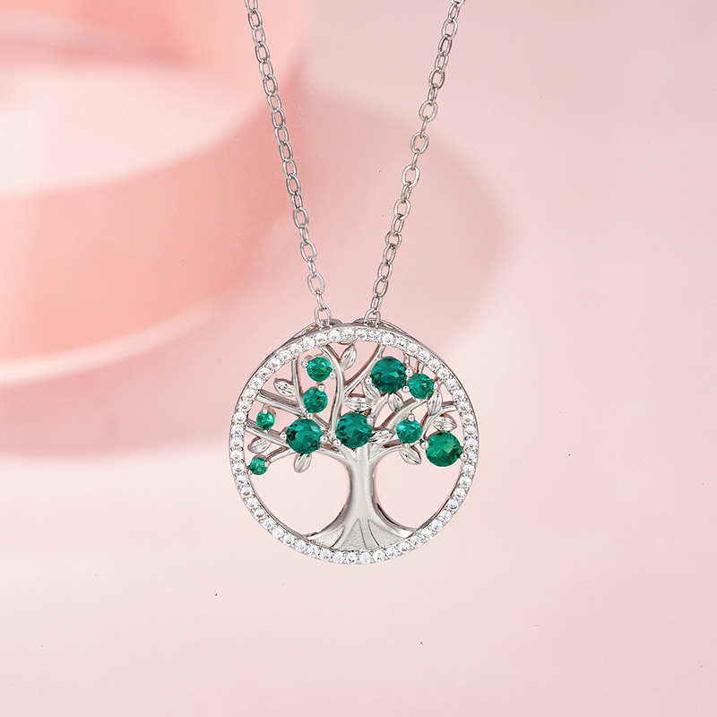 Tree of Life Necklace for Women March April May Birthstones Necklace Wife Mom Birthday Gifts for Her