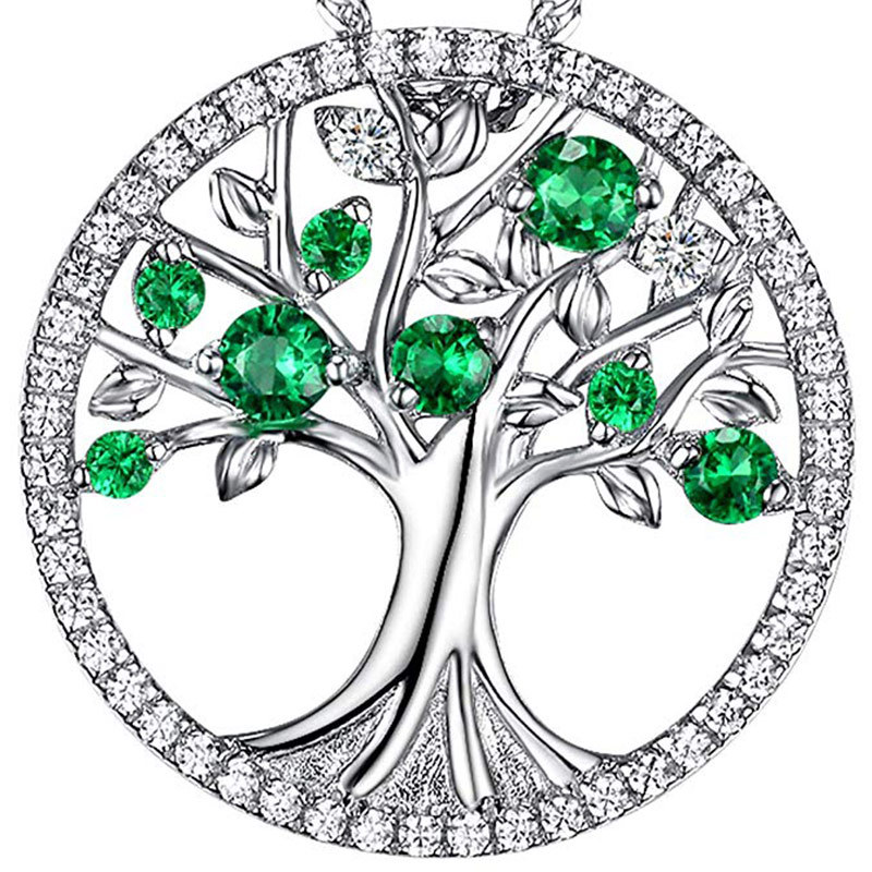 Tree of Life Necklace for Women March April May Birthstones Necklace Wife Mom Birthday Gifts for Her