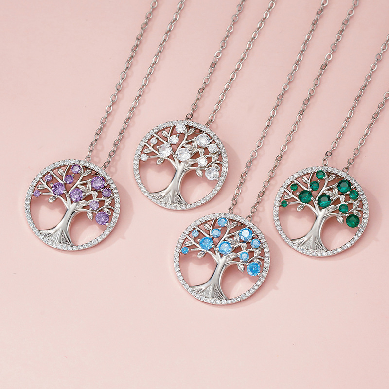 Tree of Life Necklace for Women March April May Birthstones Necklace Wife Mom Birthday Gifts for Her