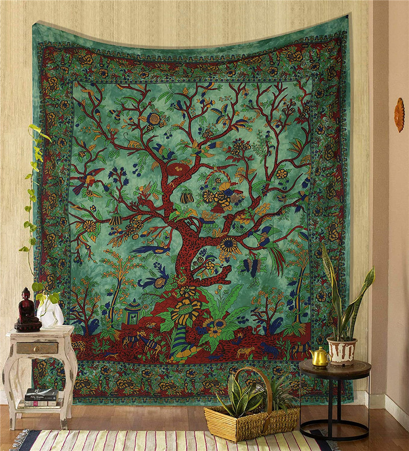 Tapestry Tree of  Life Wall Hanging Psychedelic Tapestries Indian Twin Bedspread Picnic Sheet Wall Decor Blanket Wall Art Hippie Bedroom Décor