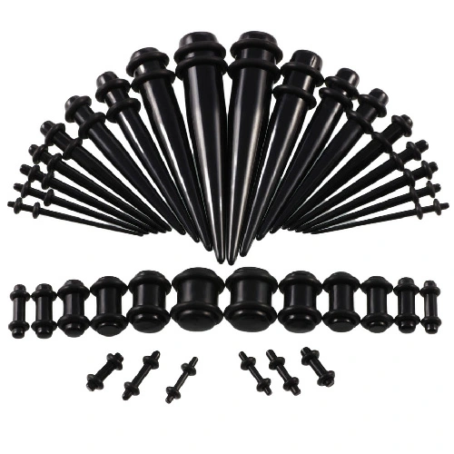 36 Pieces Ear Stretching Kit 14G-00G Acrylic Tapers and Plugs + Silicone Tunnels - Ear Gauges Expander Set Body Piercing Jewelry