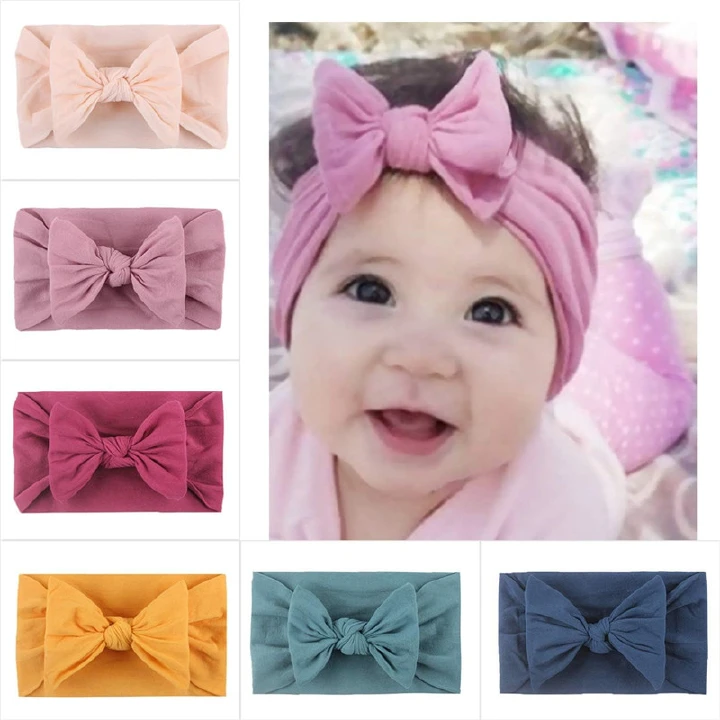 6 Pcs Baby Girls Bowknot Headbands Set Baby Turban Headband Set-Bowknot Hairband Soft Cute Headwear Elastic for Newborn/Girls/Boys/Kids Gift