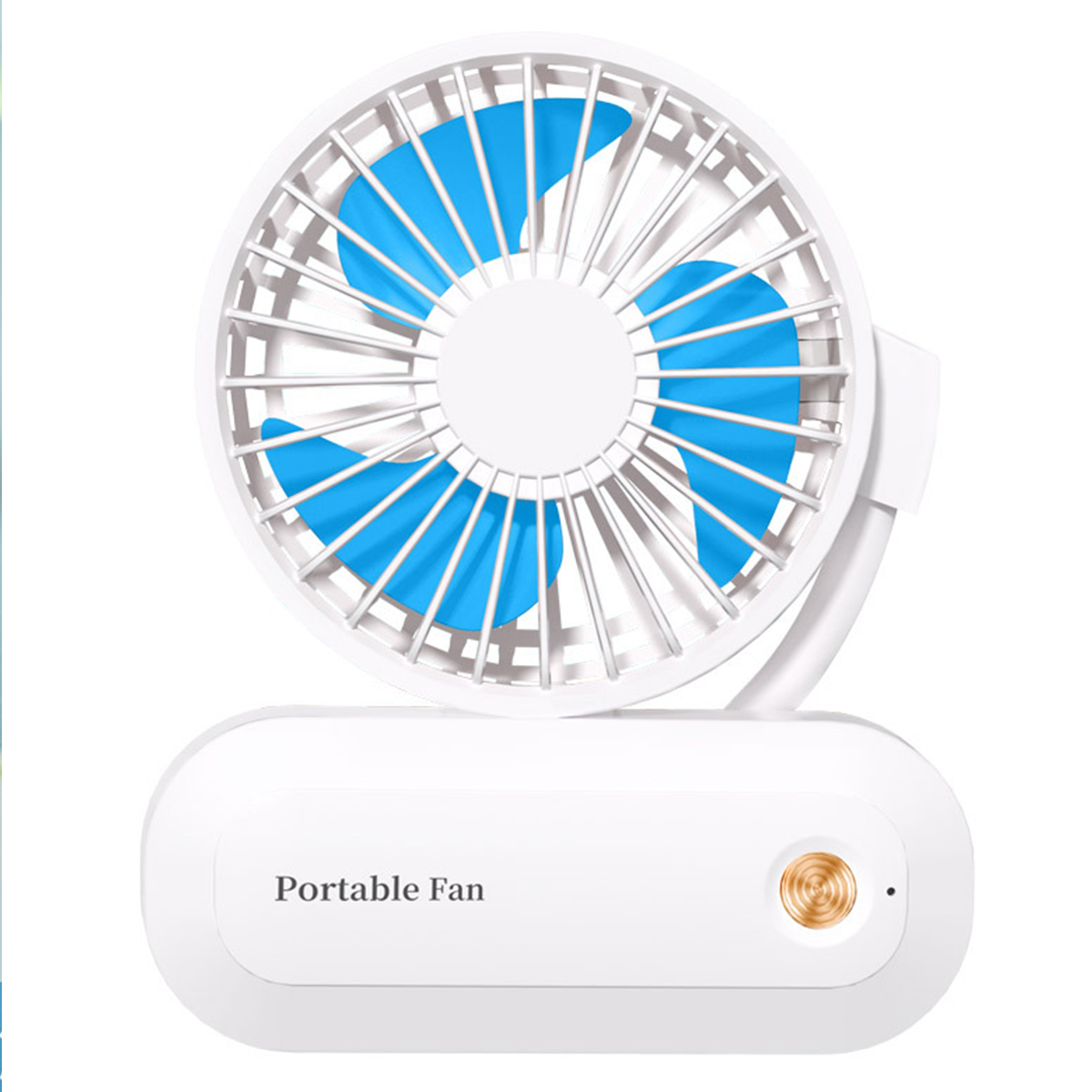 3 in 1 Versatile Small Fan Portable Handheld Fan Rechargeable Foldable Fan 3 Speeds Air Circulatory Fan for Travel Office Room Household (White)