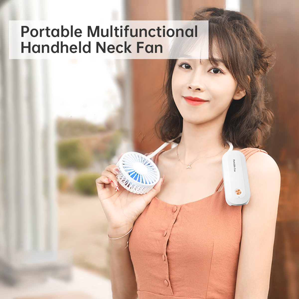3 in 1 Versatile Small Fan Portable Handheld Fan Rechargeable Foldable Fan 3 Speeds Air Circulatory Fan for Travel Office Room Household (White)