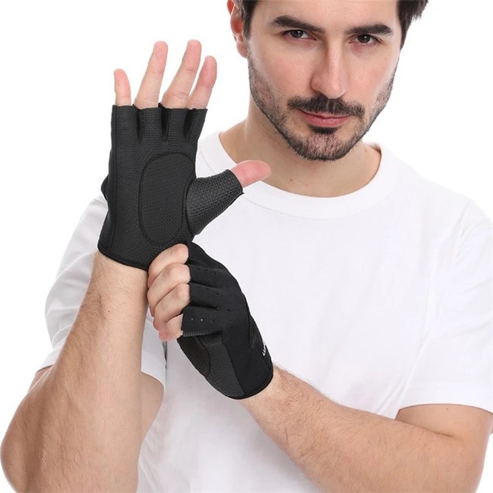 TS Outdoor Sports Gloves Fitness Anti-Slip Shock-Absorbing Breathable Half-finger Palm Gloves Fingerless Adult Exercise Gloves For Biking Skating Boating Fishing Climbing Cycling Gym Workout