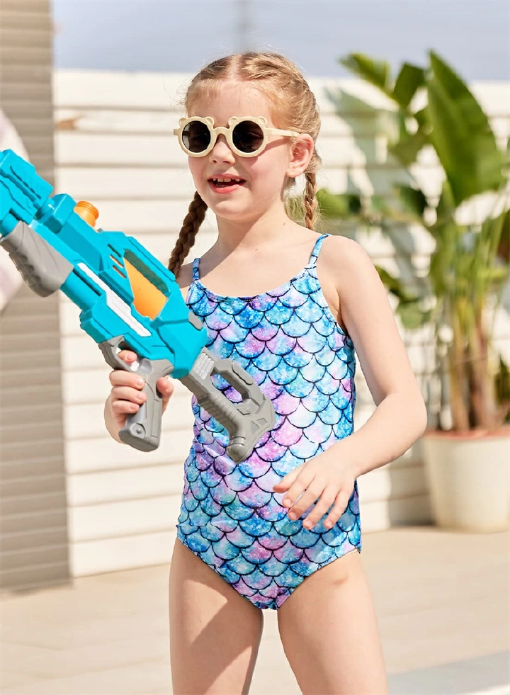 Girls' Jasmine Beach Sport Halter One Piece Swimsuit Hurricane Beach Sport UPF 50+ 1-Piece Swimsuit for Beach 3-10 Years