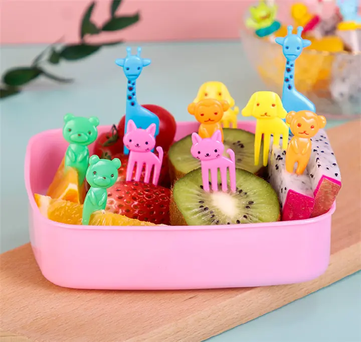 Cartoon Food Fruits Picks Mini Dessert Forks Resin Toothpick Cutlery Set For Kids