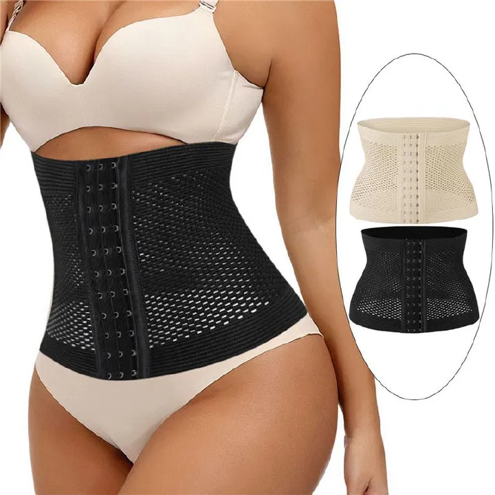Corsets And Corsets Women's Breathing Waist Training Corset Three-Row Buckle Belly Strap