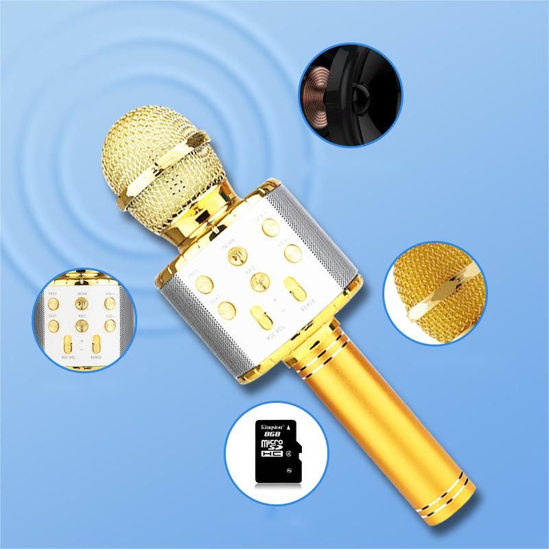 Microphones Wireless Karaoke Microphone With Light Bluetooth Speaker Microphone Integrated Bluetooth Audio Speaker