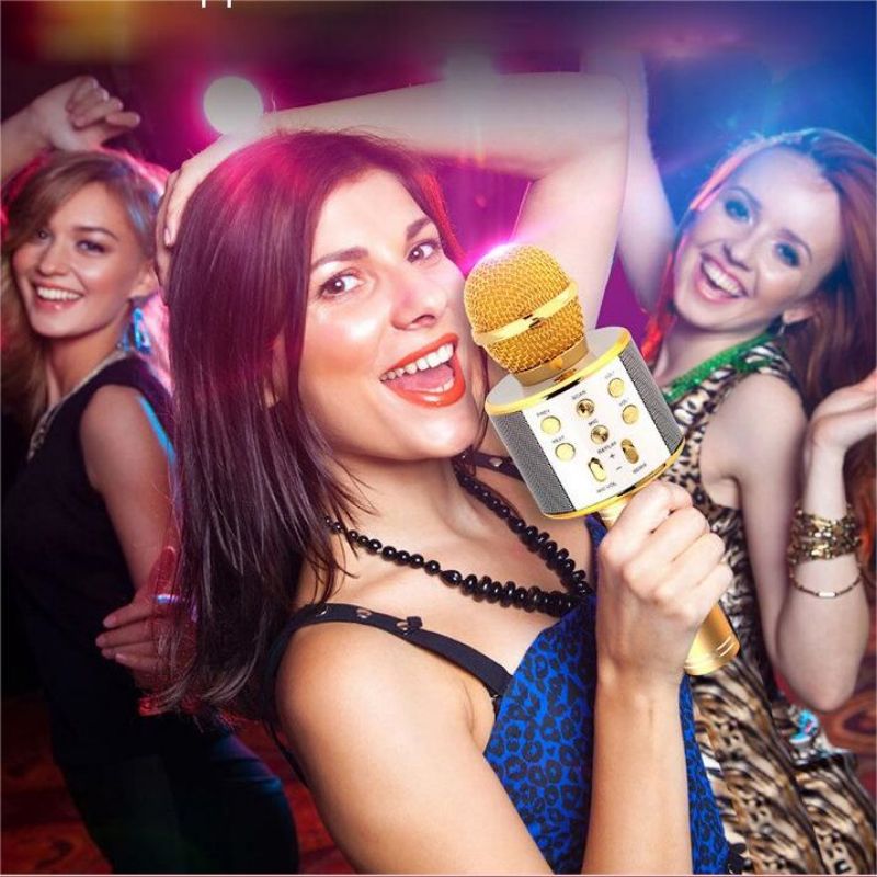 Microphones Wireless Karaoke Microphone With Light Bluetooth Speaker Microphone Integrated Bluetooth Audio Speaker