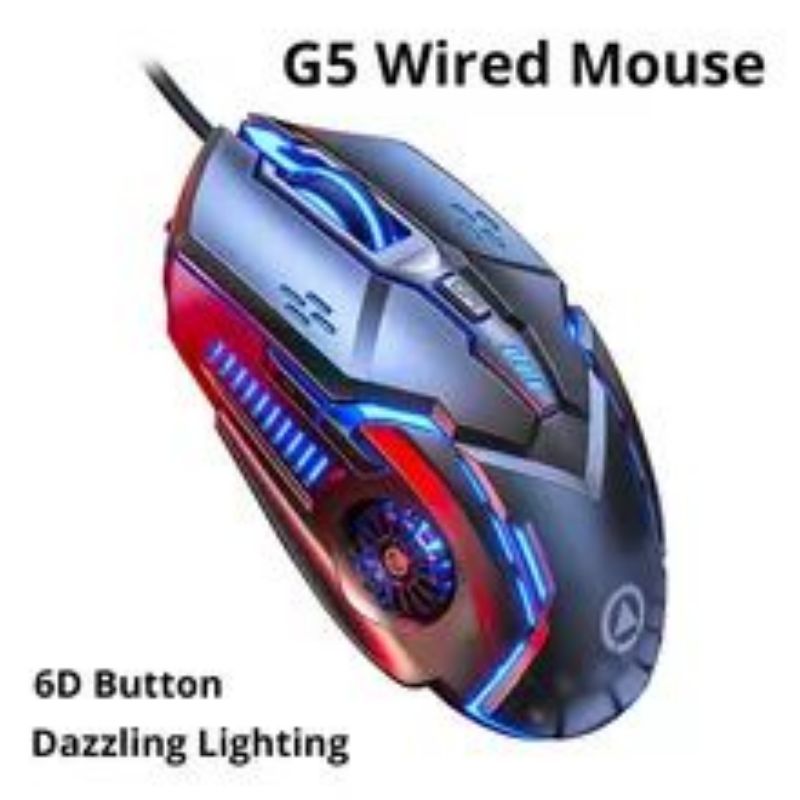 Mice Silver Eagle -G5 Silent Wired Mouse 6 Keys Light Up Gaming Gaming Machine Computer Accessories BlackBlack