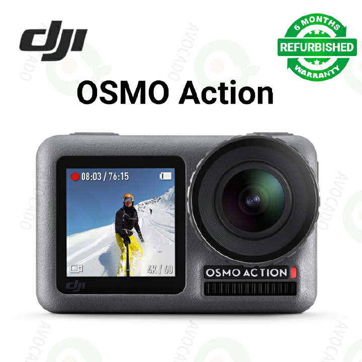 Refurbished DJI OSMO Action 4K Action Camera 12MP Digital Camera with 2 Displays 36ft Underwater Waterproof Support WiFi HDR Video 145° Angle Sports & Action Video Cameras