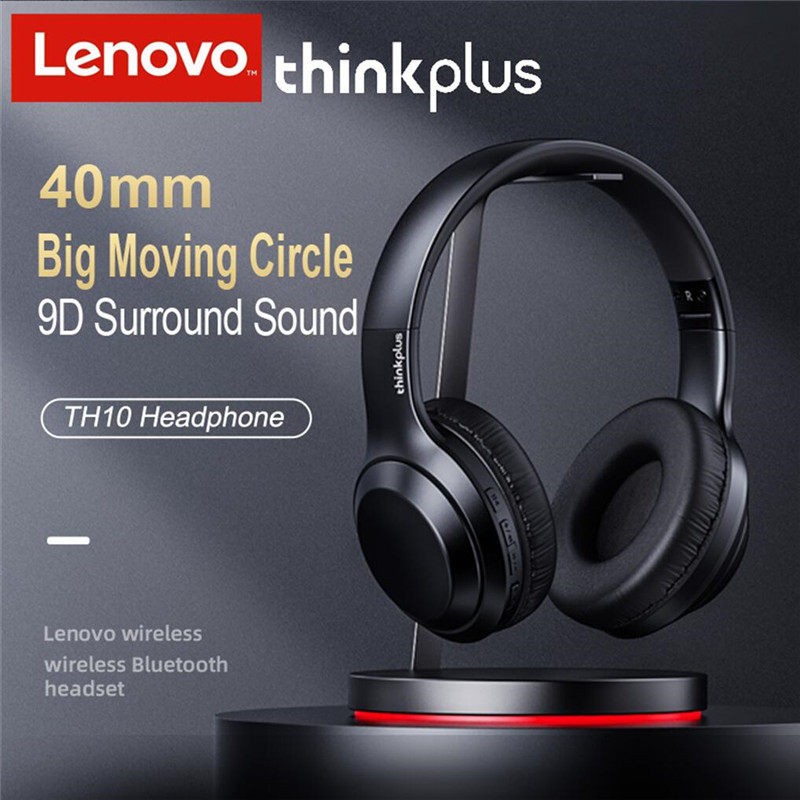 Lenovo Thinkplus TH10 Bluetooth Headphones HIFI Wireless Earphones   Music with Microphones 3.5MM AUX for Mobile Smart phones Android IOS