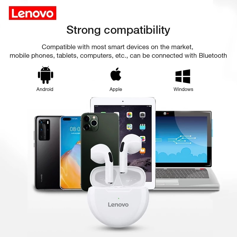 Lenovo Thinkplus HT38 Earpods Bluetooth Earphones 5.0 TWS Wireless Earphones Waterproof Sport Earphones Noise Reduction Earbuds with Mic Earphones Bluetooth