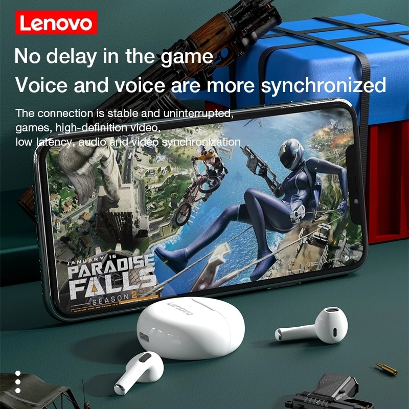 Lenovo Thinkplus HT38 Earpods Bluetooth Earphones 5.0 TWS Wireless Earphones Waterproof Sport Earphones Noise Reduction Earbuds with Mic Earphones Bluetooth