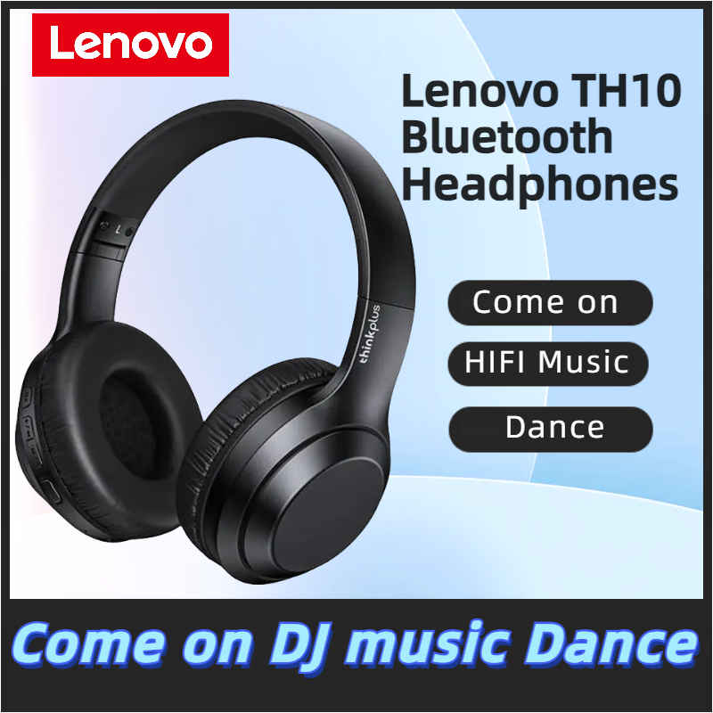 Lenovo Thinkplus TH10 Bluetooth Headphones HIFI Wireless Earphones   Music with Microphones 3.5MM AUX for Mobile Smart phones Android IOS